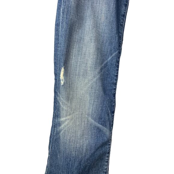 7 For All Mankind Dojo Jeans Womens Sz 27 Blue Flare Wide Leg Bootcut Dark Wash - Picture 7 of 9